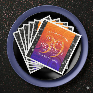 Elegant 39th Agate Wedding Anniversary Celebration Paper Dinner Napkins