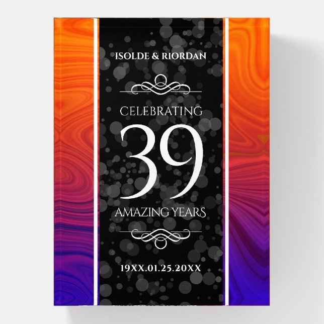 Elegant 39th Agate Wedding Anniversary Celebration Paperweight (Vertical)