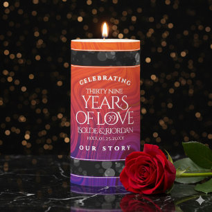 Elegant 39th Agate Wedding Anniversary Celebration Pillar Candle