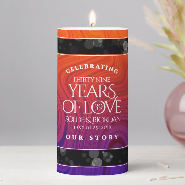 Elegant 39th Agate Wedding Anniversary Celebration Pillar Candle (In Situ)