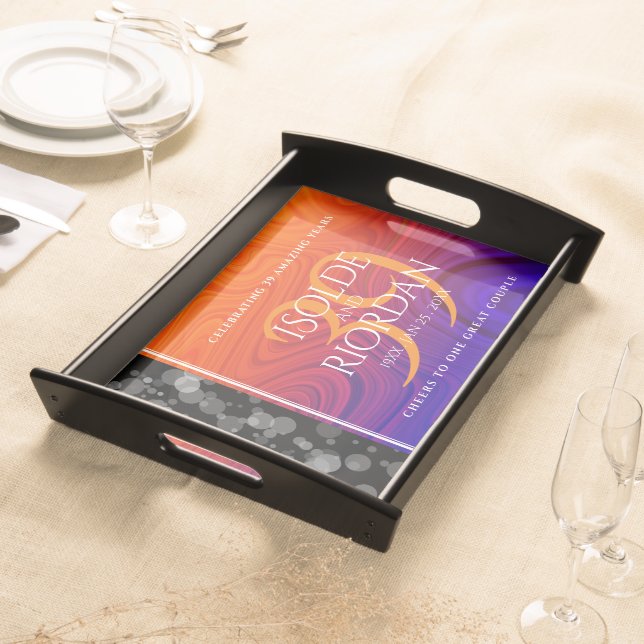 Elegant 39th Agate Wedding Anniversary Celebration Serving Tray (Front)