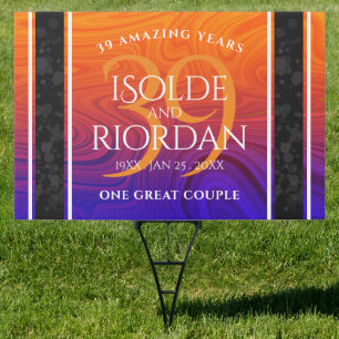 Elegant 39th Agate Wedding Anniversary Celebration Sign