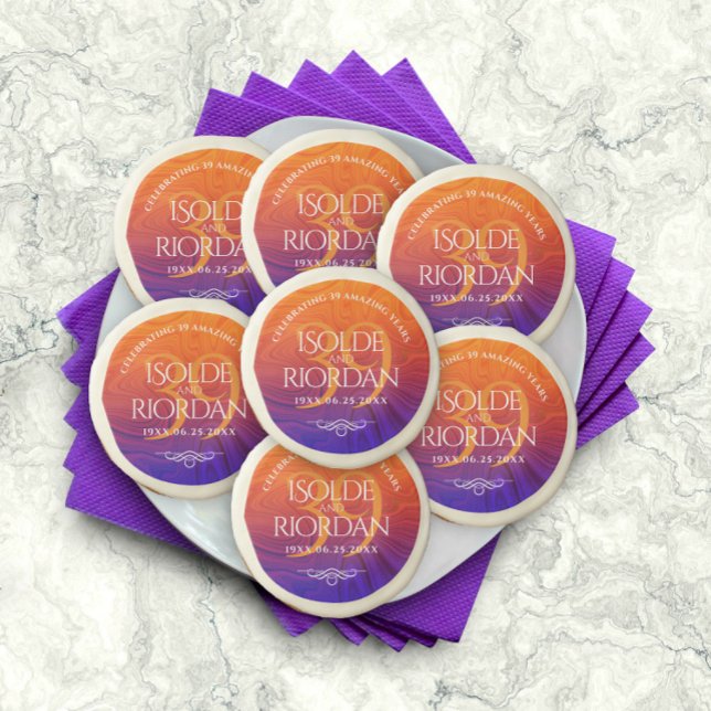 Elegant 39th Agate Wedding Anniversary Celebration Sugar Cookie (Creator Uploaded)