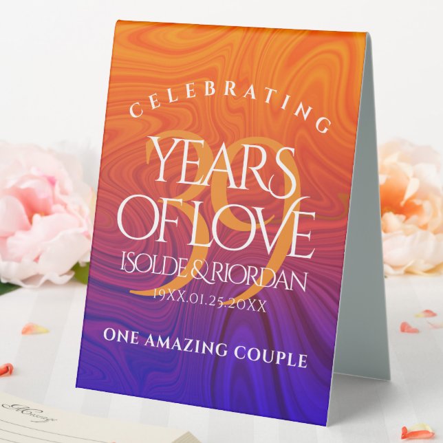 Elegant 39th Agate Wedding Anniversary Celebration Table Tent (In SItu (Wedding))