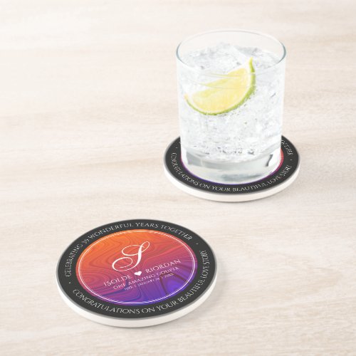 Elegant 39th Agate Wedding Anniversary Coaster