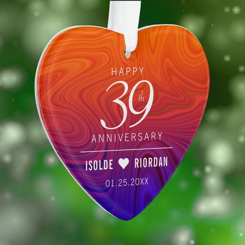 Elegant 39th Agate Wedding Anniversary Ornament