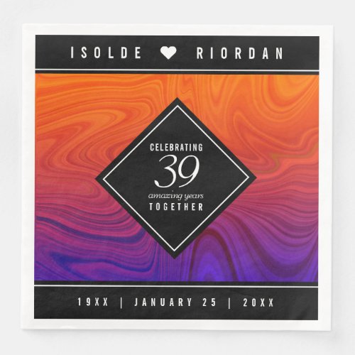 Elegant 39th Agate Wedding Anniversary Paper Dinner Napkins