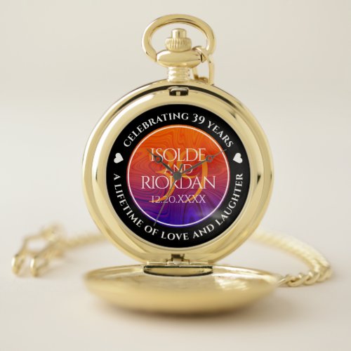 Elegant 39th Agate Wedding Anniversary Pocket Watch