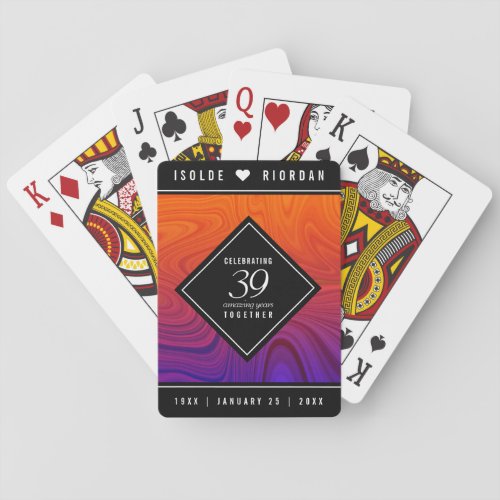 Elegant 39th Agate Wedding Anniversary Poker Cards