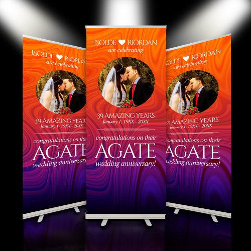 Elegant 39th Agate Wedding Anniversary Retractable Banner