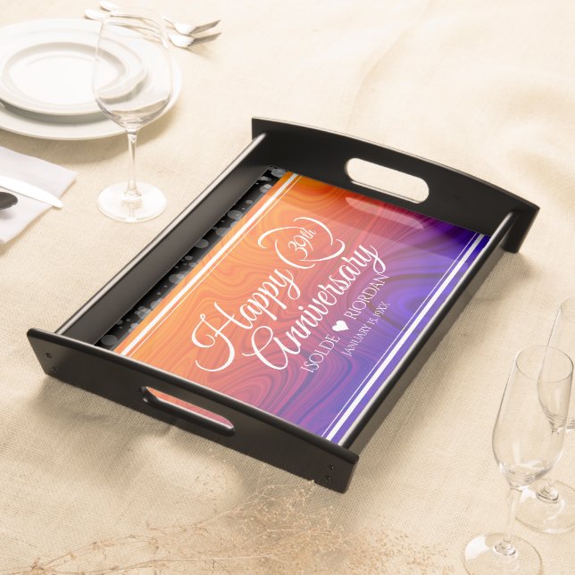 Elegant 39th Agate Wedding Anniversary Serving Tray (Front)