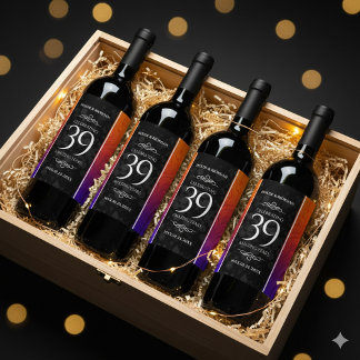 Elegant 39th Agate Wedding Anniversary Wine Label