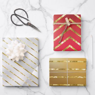 Elegant 3 Colors Gold Merry Christmas Wrapping Pap
