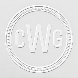 Elegant 3 Initial Monogram #1 Round Frame #10 Embosser