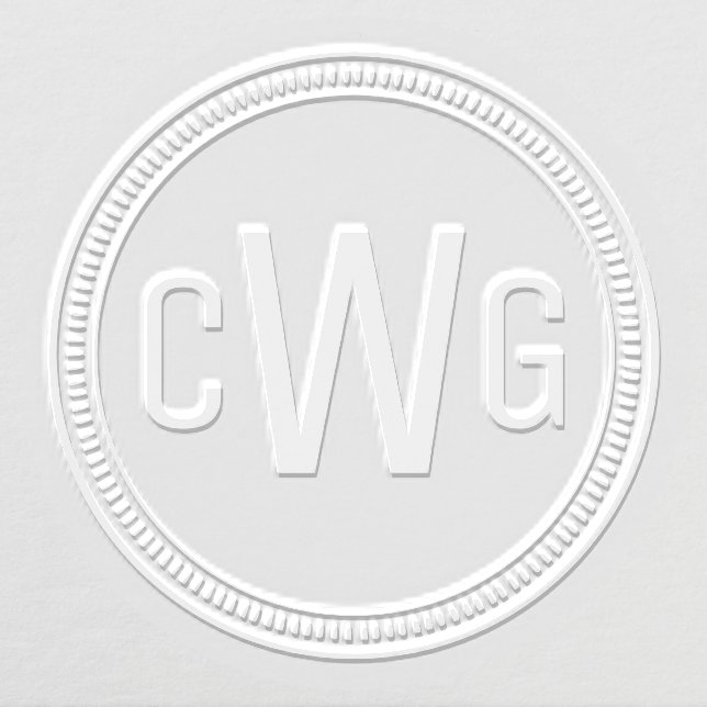 Elegant 3 Initial Monogram #1 Round Frame #10 Embosser (Design)