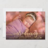 Elegant 3 Photo Collage Birth Announcement Card