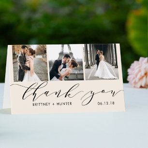 Elegant 3 Photo Collage Off White Thank you