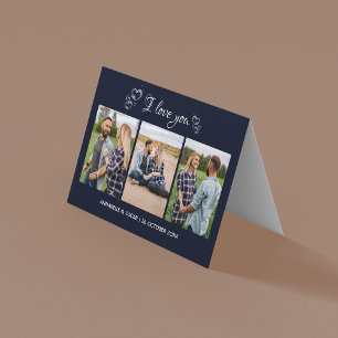 Elegant 3 Photo Template Folded Holiday Card 