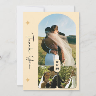 Elegant 3 Photo Wedding Thank You Card