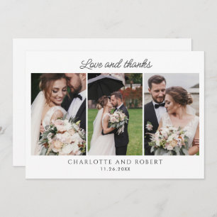 Elegant 3 Photo Wedding Thank You Card