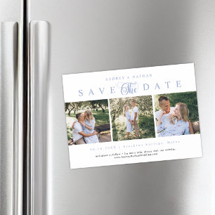 Elegant 3 Photos Save The Date Template Magnetic Invitation