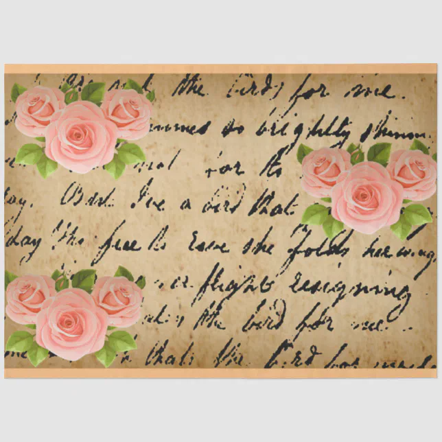 Elegant 3 Rose Vintage Floral Tissue Paper | Zazzle