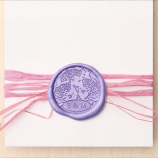 Elegant 3 Roses Traditional Bride Groom's Initials Wax Seal Sticker