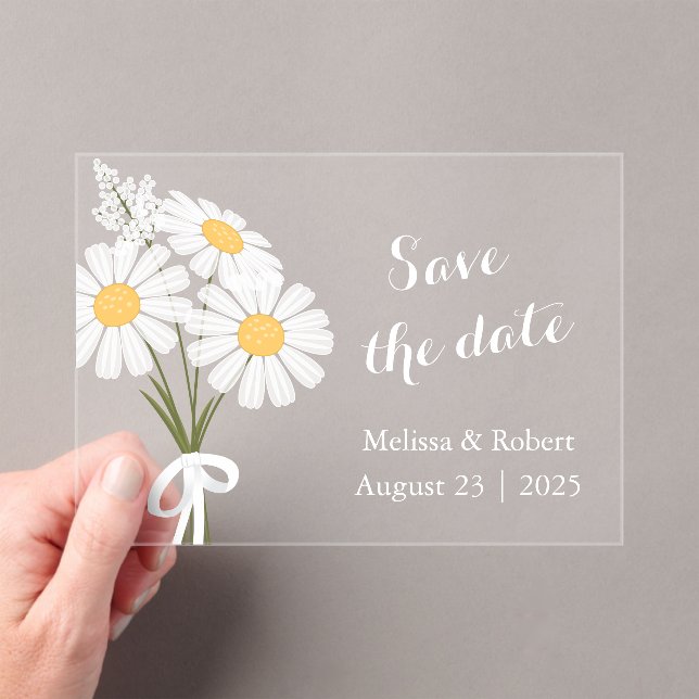 Elegant 3 White Daisy Flowers Save the Date (Insitu (Handheld))