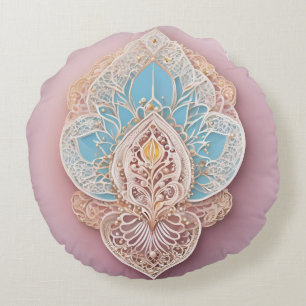 Elegant 3D Lace Round Pillow, Luxury Newlywed  Pillow