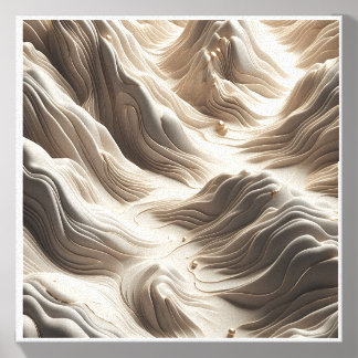 Elegant 3D Organic Waves Abstract - Cream & Gold S Canvas Photo Tile