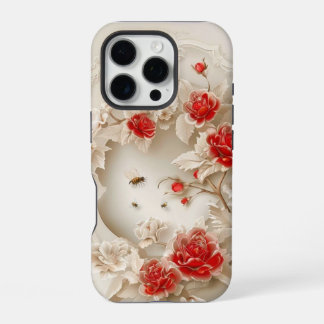 Elegant 3D Roses, Bees & Botanical Beauty iPhone 16 Pro Case