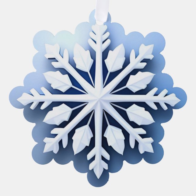Elegant 3d Snowflake Design Ornament Card (Front)