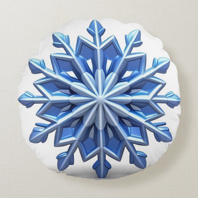 Elegant 3d Snowflake Design Round Pillow (Front)