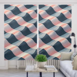 Elegant 3D Wave Pattern in Teal, Rose, and Cream Blackout Curtains