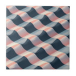 Elegant 3D Wave Pattern in Teal, Rose, and Cream Ceramic Tile