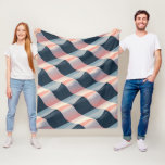 Elegant 3D Wave Pattern in Teal, Rose, and Cream Fleece Blanket