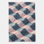 Elegant 3D Wave Pattern in Teal, Rose, and Cream Kitchen Towel