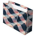 Elegant 3D Wave Pattern in Teal, Rose, and Cream Large Gift Bag