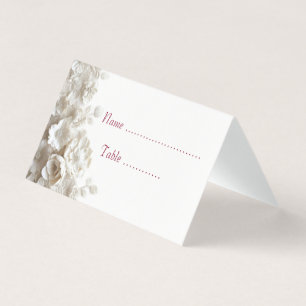 Elegant 3D White Floral Burgundy Place Card