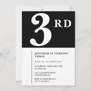Elegant 3rd birthday invitation Black Chic Girl