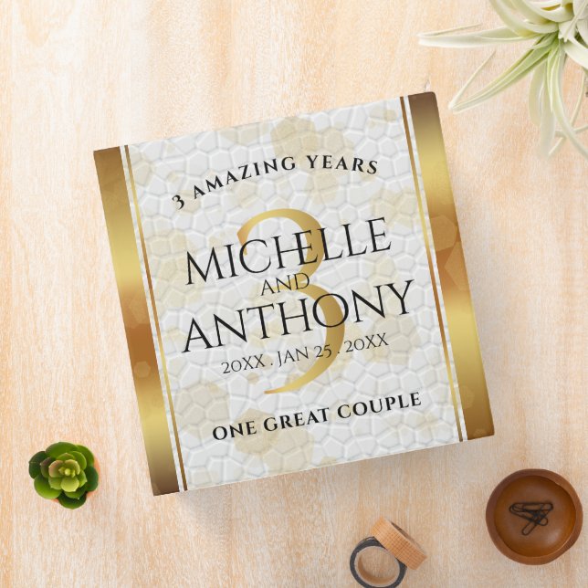 Elegant 3rd Leather Wedding Anniversary 3 Ring Binder (In Situ)