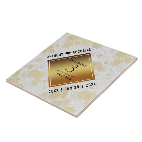 Elegant 3rd Leather Wedding Anniversary Ceramic Tile