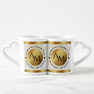 Elegant 3rd Leather Wedding Anniversary Coffee Mug Set