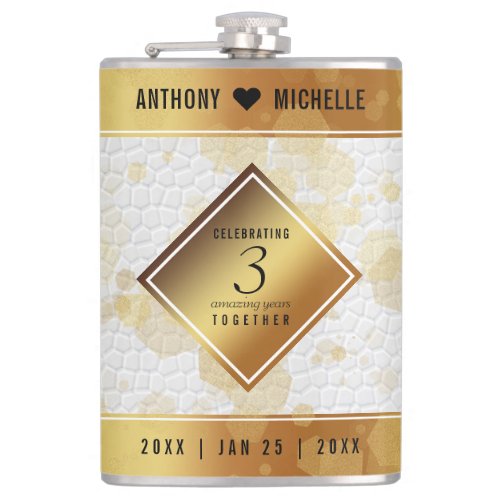 Elegant 3rd Leather Wedding Anniversary Flask