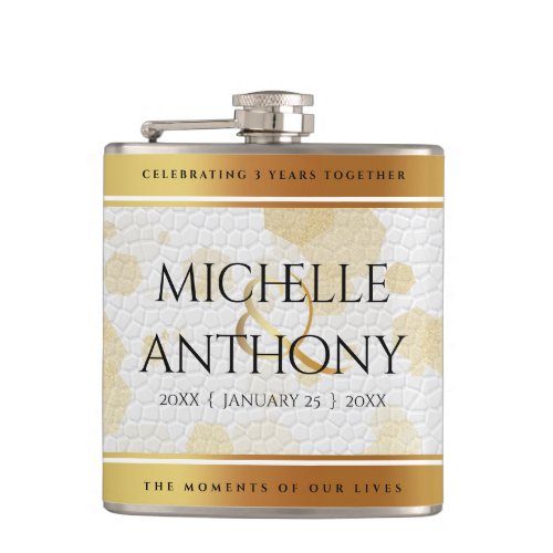 Elegant 3rd Leather Wedding Anniversary Flask