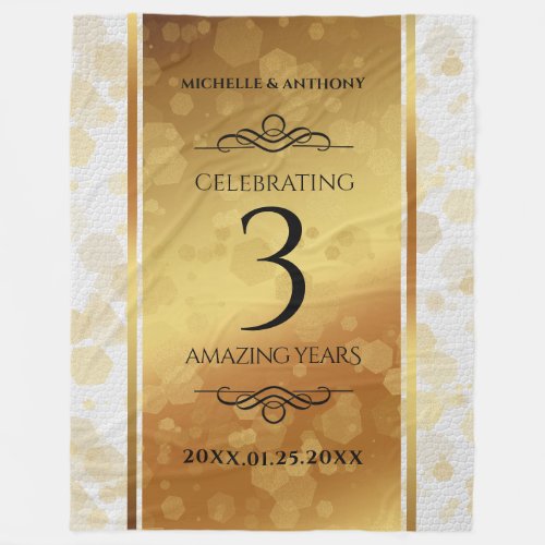 Elegant 3rd Leather Wedding Anniversary Fleece Blanket