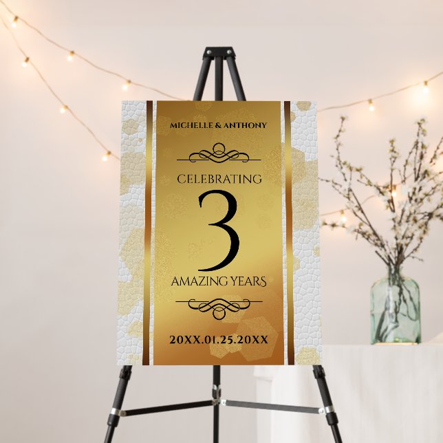 Elegant 3rd Leather Wedding Anniversary Foam Board (In Situ (Stand))