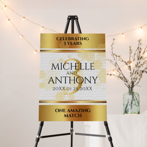 Elegant 3rd Leather Wedding Anniversary Foam Board