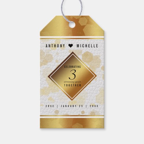 Elegant 3rd Leather Wedding Anniversary Gift Tags