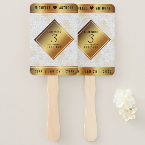 Elegant 3rd Leather Wedding Anniversary Hand Fan